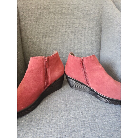 Skechers Women's Parallel Ditto Suede Wedge Heel Ankle Boots Size 9 Burgundy Red - Picture 6 of 9